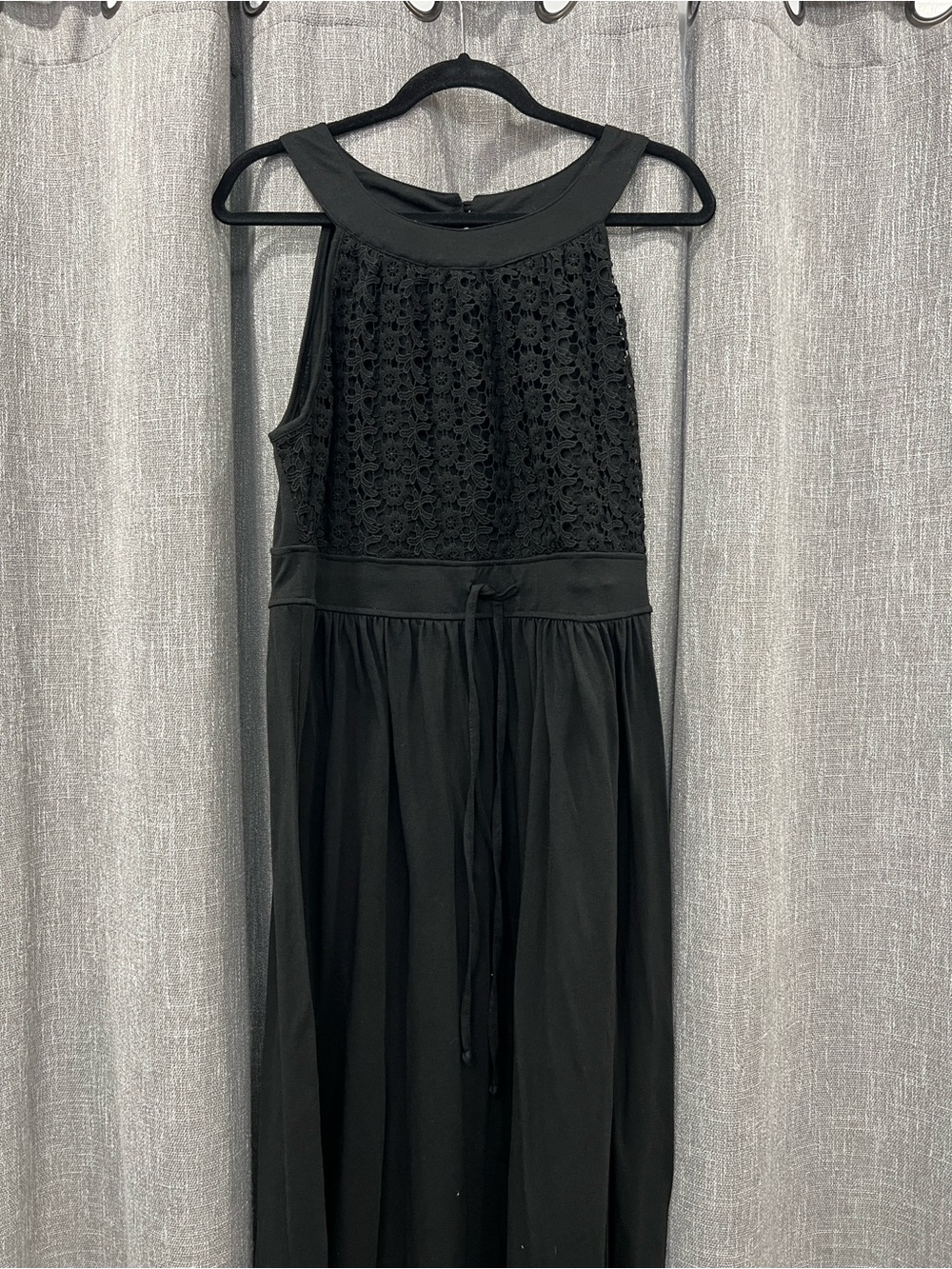 Allison Brittney Black Crochet Bodice Maxi Dress
